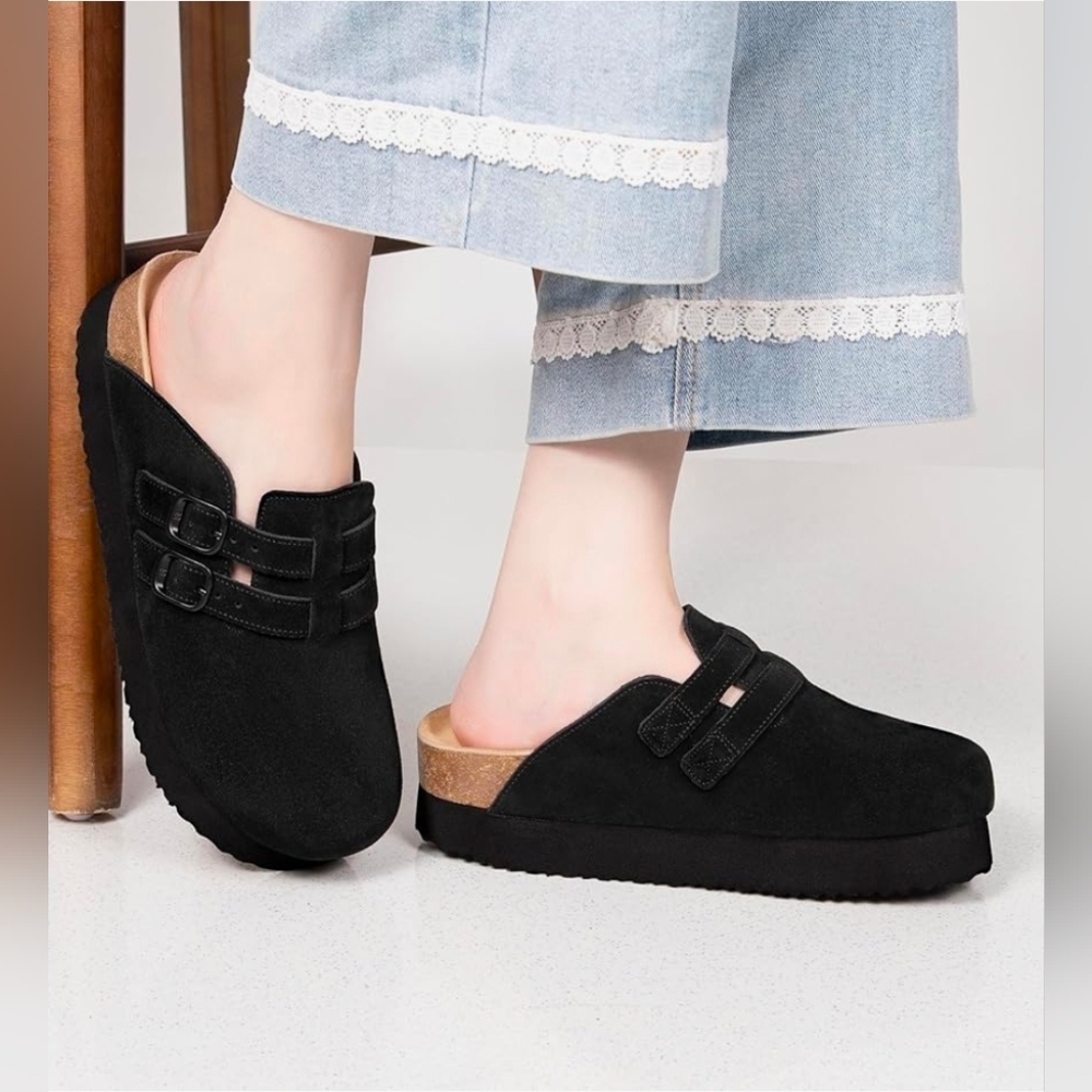 NIB Genuine Suede Leather Clogs Mules Orthopedic Sandals Womens 9 EU 39 😀 - Picture 2 of 9